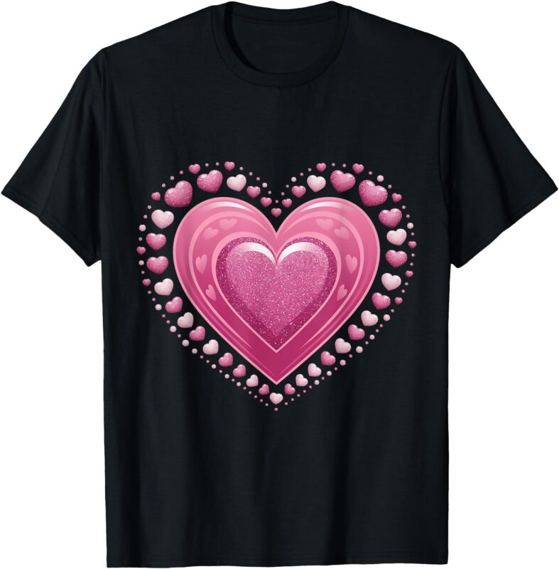 Pink Hearts Kids School Valentines Day Girls Boys T-Shirt