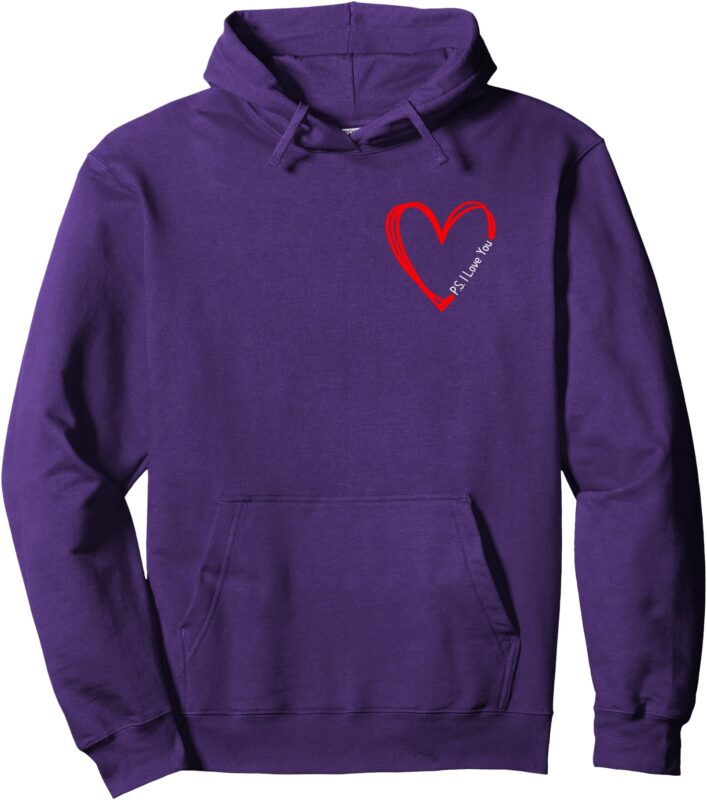 Ps I love You Tee Valentine’s Day Purple Heart Women Men Kid Pullover Hoodie