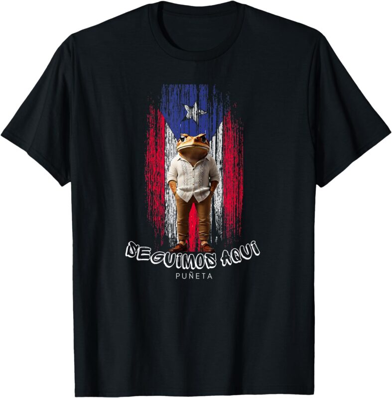 Puerto Rican Flag Frog Graphic Tee _ Seguimos Aqui Taino T-Shirt