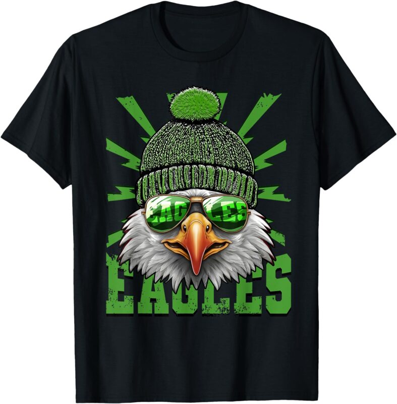 Retro Cute Eagles With Sunglasses Flying Bird T-Shirt
