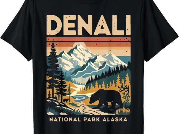 Retro denali mountaineer hiking nature national park t-shirt