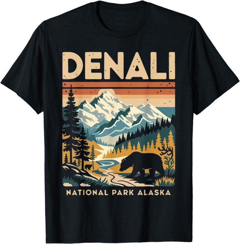 Retro Denali Mountaineer Hiking Nature National Park T-Shirt
