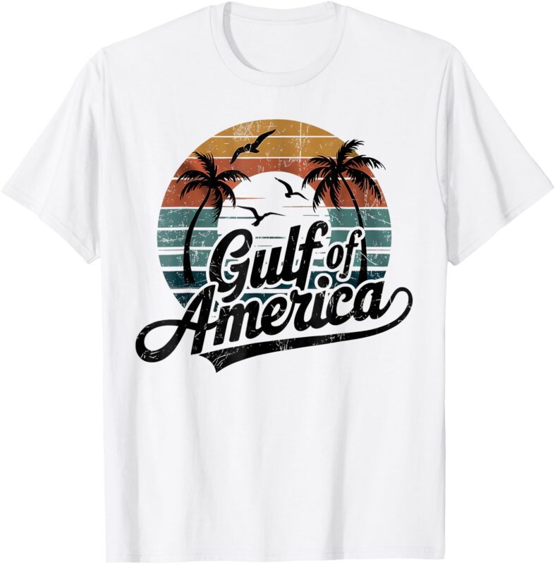 Retro Gulf Of USA America 2025 American Flag Gulf Mexico T-Shirt