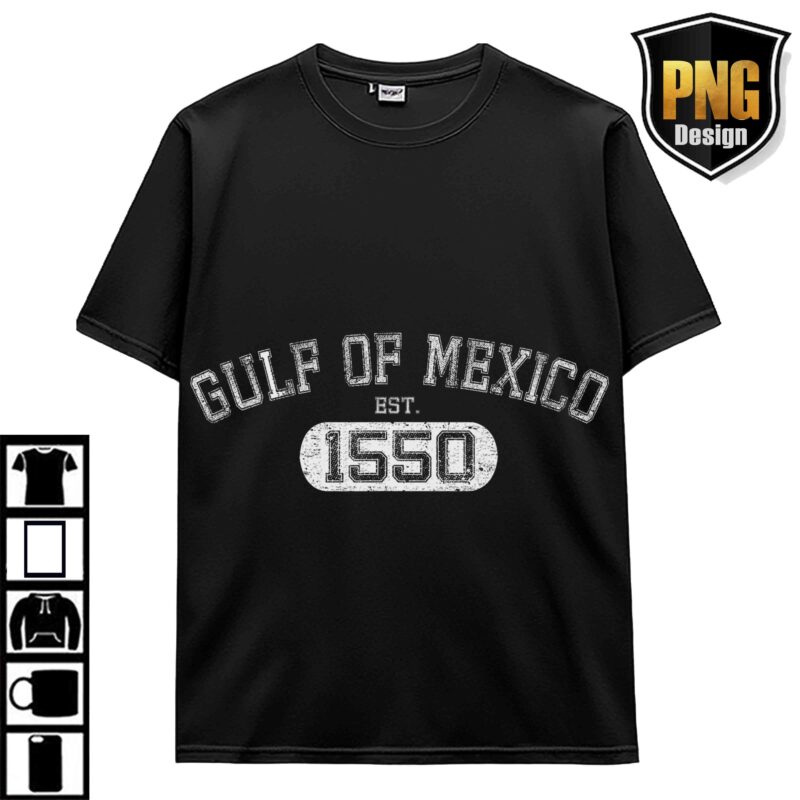 Gulf Of Mexico US America Est 1550 Retro Vintage Beach T-Shirt Design Bundle PNG 4