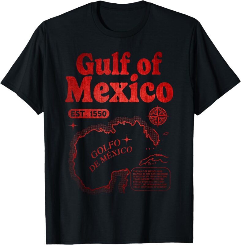 Retro Gulf of Mexico Since 1550 Historic Gulf of Mexico Map T-Shirt