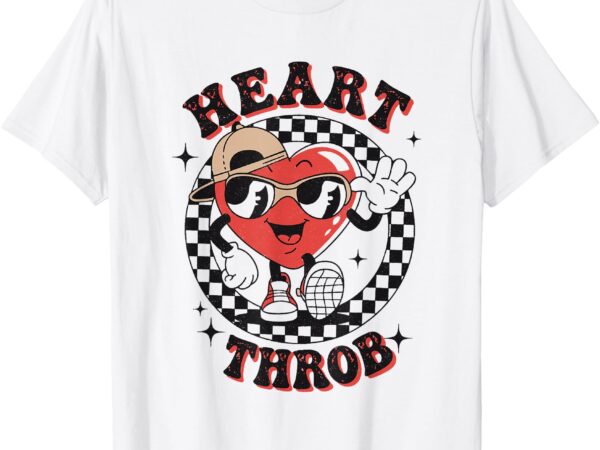 Retro heart throb checkered kid preschool boy valentines day t-shirt