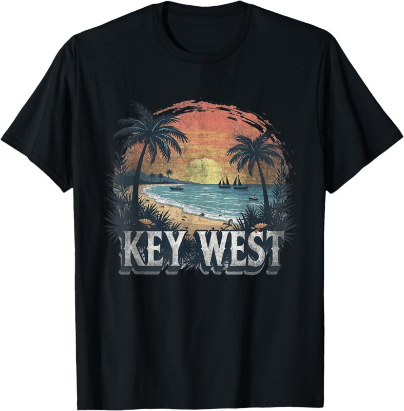 Retro Key West Landscape Vintage Souvenir T-Shirt