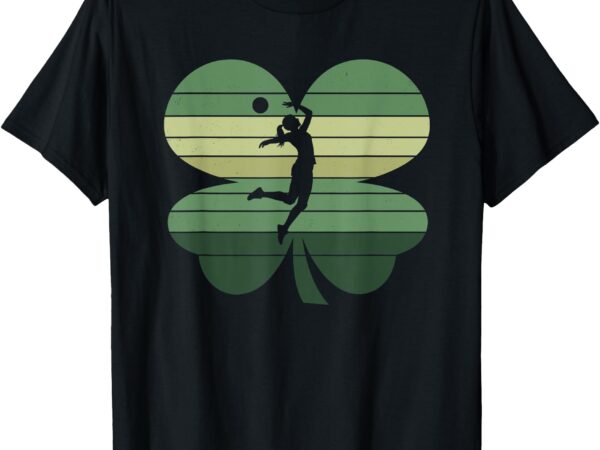 Retro volleyball shamrock patricks day womens mens kids t-shirt