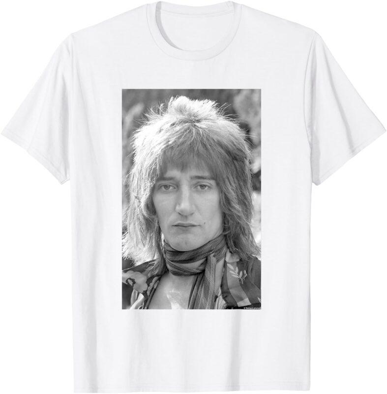 Rod Stewart Singer Of Faces Portrait By Allan Ballard T-Shirt