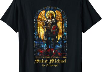 Saint Michael the Archangel St. Michael Stained Glass T-Shirt