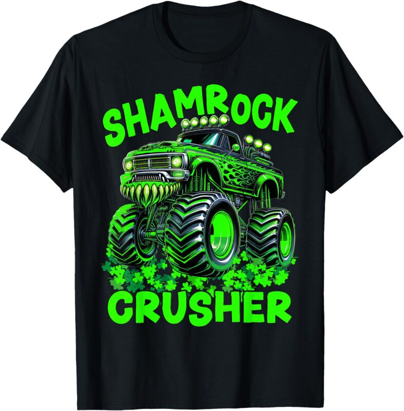 Shamrock Crusher Monster Truck St Patricks Day Boys T-Shirt