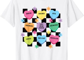 Skibidi Bruh Ohio Demure Hearts Funny Valentines Day Meme T-Shirt