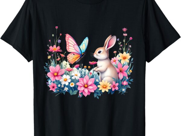 Spring flowers bunny graphic t-shirt
