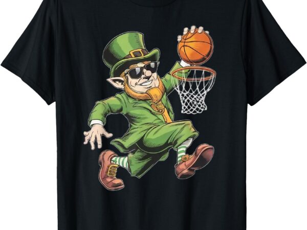 St patricks day basketball dunking sports men girl boys kids t-shirt
