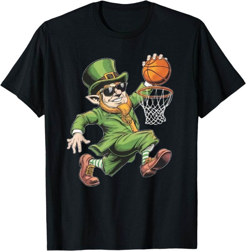 St Patricks Day Basketball Dunking Sports Men Girl Boys Kids T-Shirt