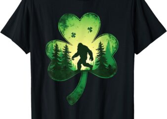 St Patricks Day Bigfoot Sasquatch Shamrock Irish Men Women T-Shirt