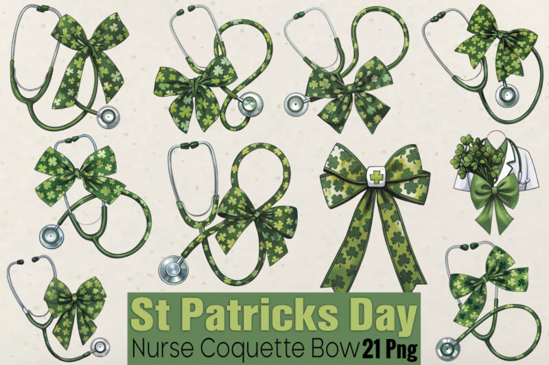 St Patricks Day Nurse Coquette Bow T-shirt Bundle St Patricks Day Nurse Coquette Bow Png Bundle