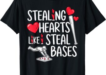 Stealing Hearts Like I steal Bases Baseball Valentines Day T-Shirt