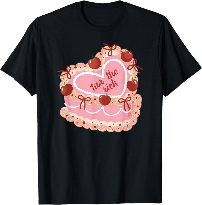 Tax the Rich AOC Retro Billionaire Broligarchy Cherry Cake T-Shirt