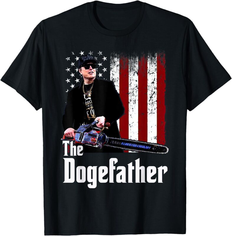 The Dogefather with Chainsaw USA Flag For Men Women T-Shirt