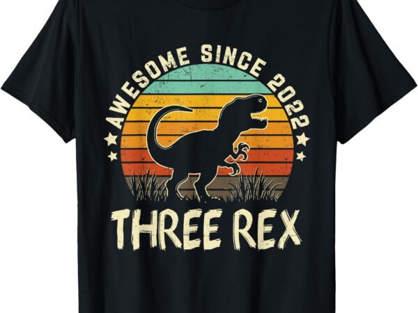 Three rex birthday boy 3 years old dinosaur 3rd birthday boy t-shirt