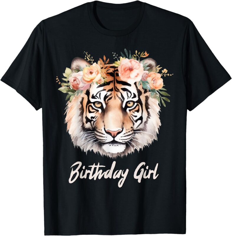 Tiger Birthday Girl Big Cat Birthday Party Outfit Women Girl T-Shirt