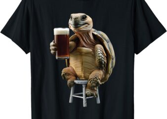 Tortoise Drinking Beer Realistic T-Shirt