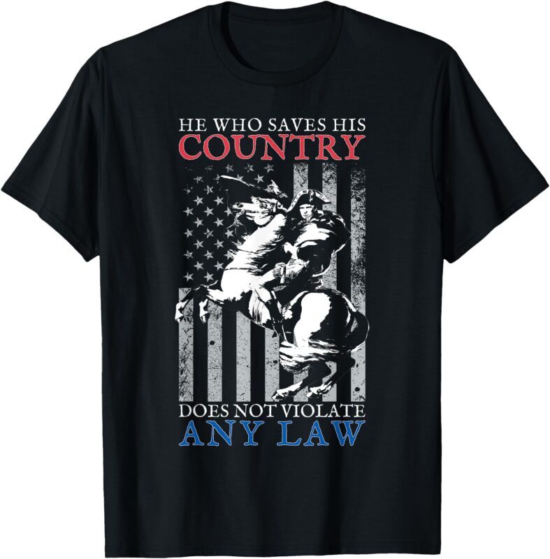Trump 45 47 Napoleon Riding Horse July 4th USA Flag Vintage T-Shirt