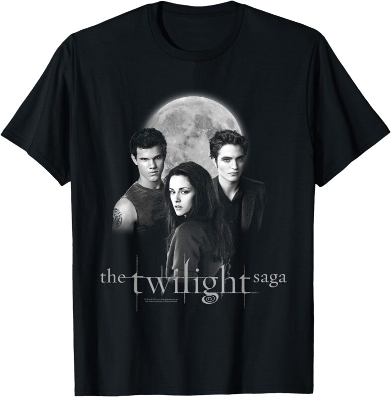 Twilight Saga Black & White Photo Jacob, Bella, Edward Movie T-Shirt