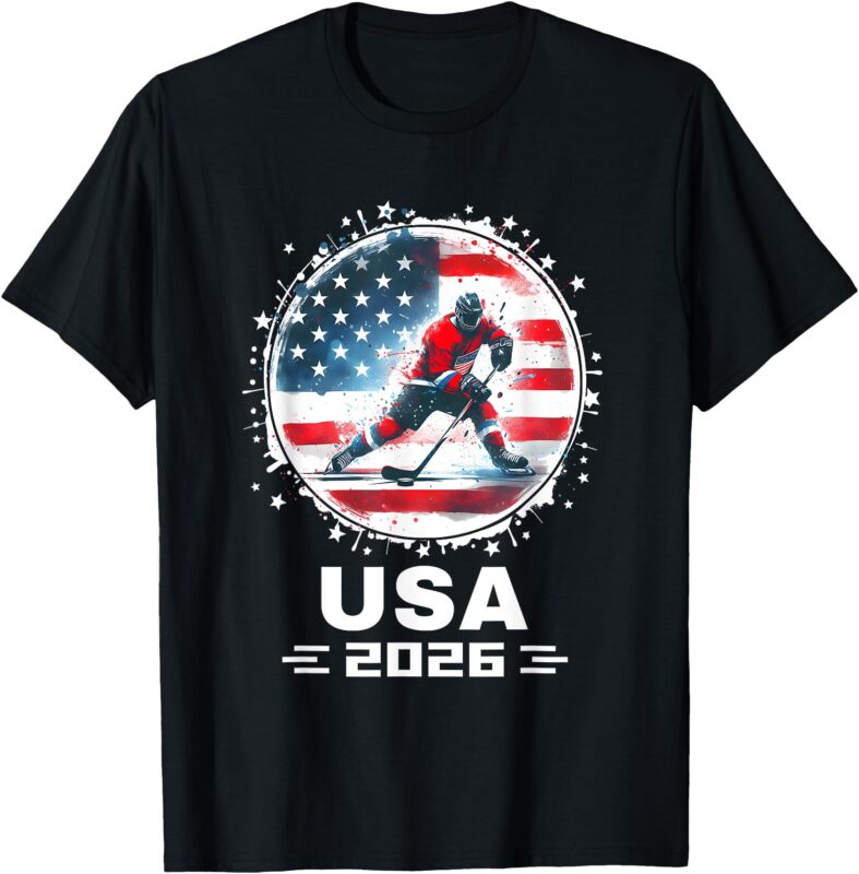 USA Team 2026 United States American Flag Hockey USA T-Shirt