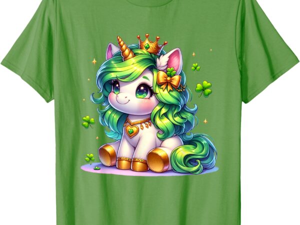 Unicorn st patricks day girls kids shamrock cute unicorn t-shirt