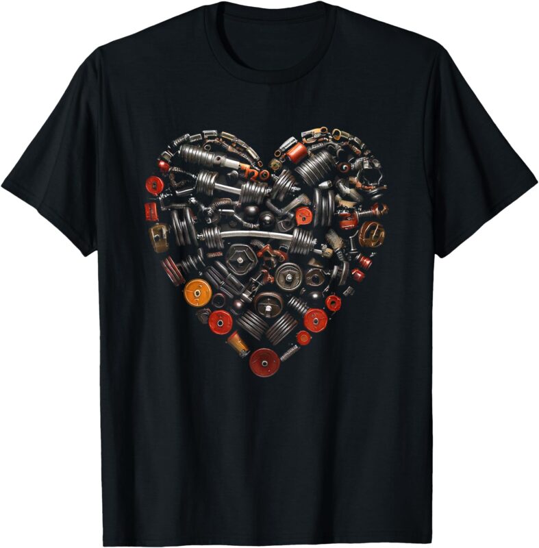 Valentine Fitness Weights & Gym Workout Heart Graphic T-Shirt