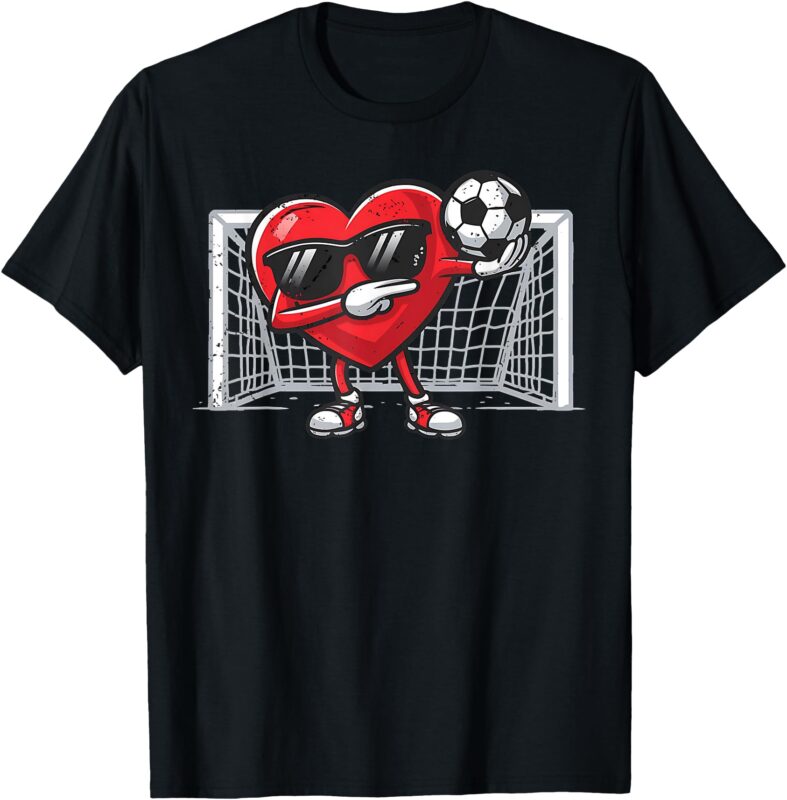 Valentines Day Soccer Heart Dab Soccer Men Boys Kids Teens T-Shirt