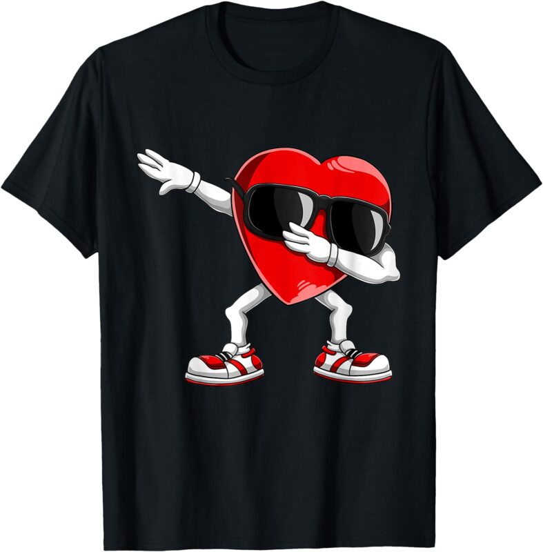 Valentines Day Tee Funny Dabbing Heart Gifts Kids Boys Mens T-Shirt