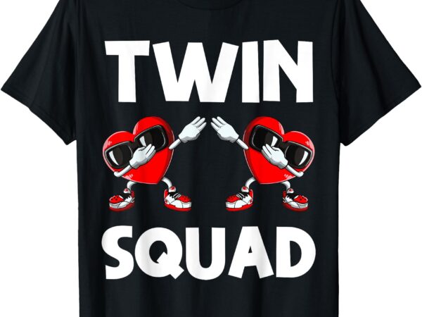 Valentines day twin boys girls heart brother sister squad t-shirt