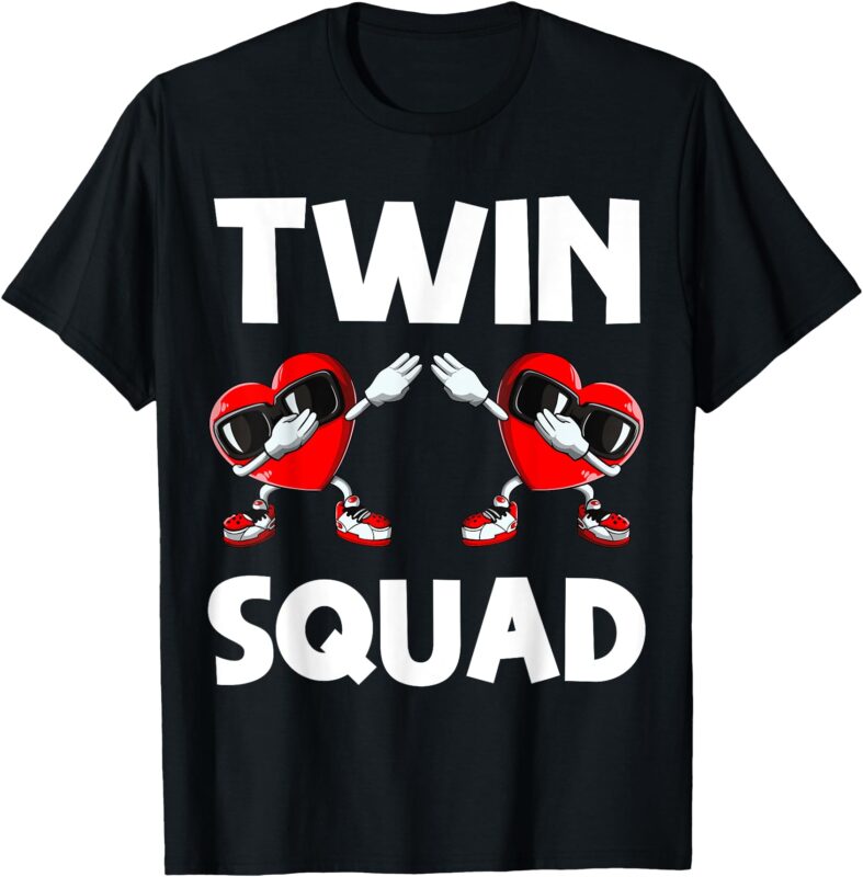 Valentines Day Twin Boys Girls Heart Brother Sister Squad T-Shirt