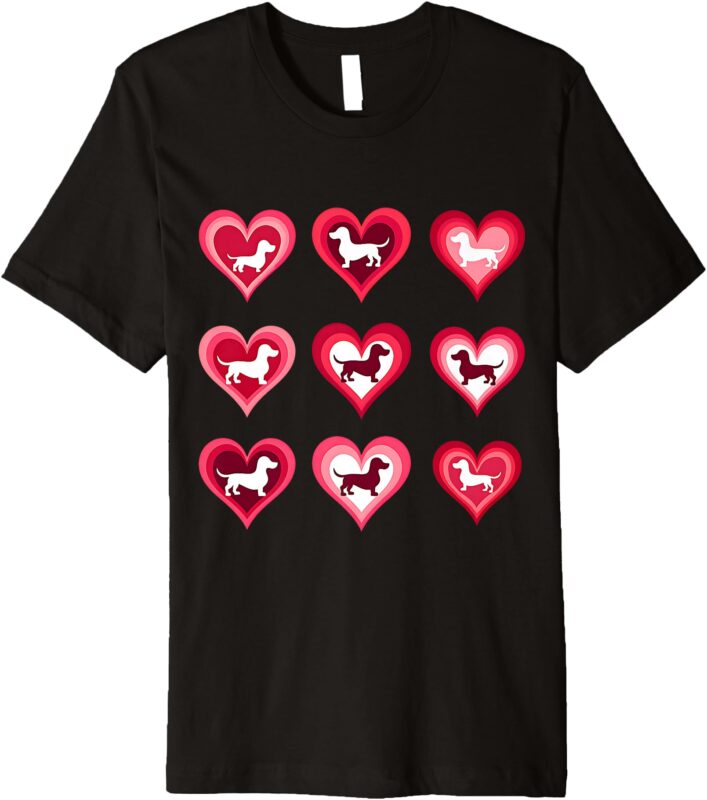 Wiener Dog Dachshund Hearts Candy Valentines Day Dog Lover Premium T-Shirt