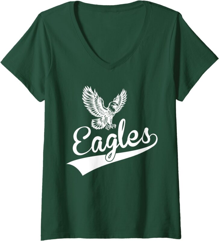Womens Eagles Fly Vintage Eagles Flying Bird Inspirational V-Neck T-Shirt