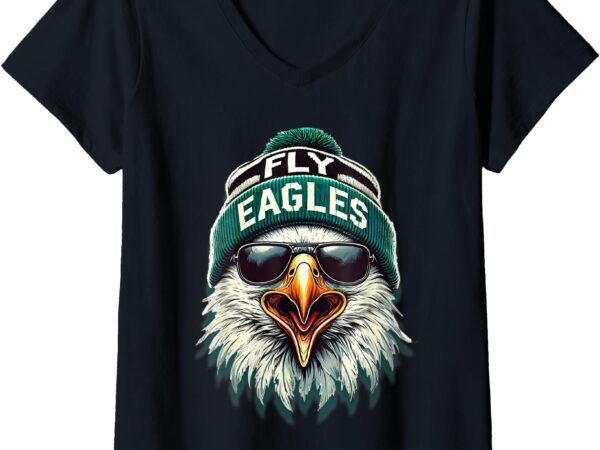 Womens funny eagle cool v-neck t-shirt