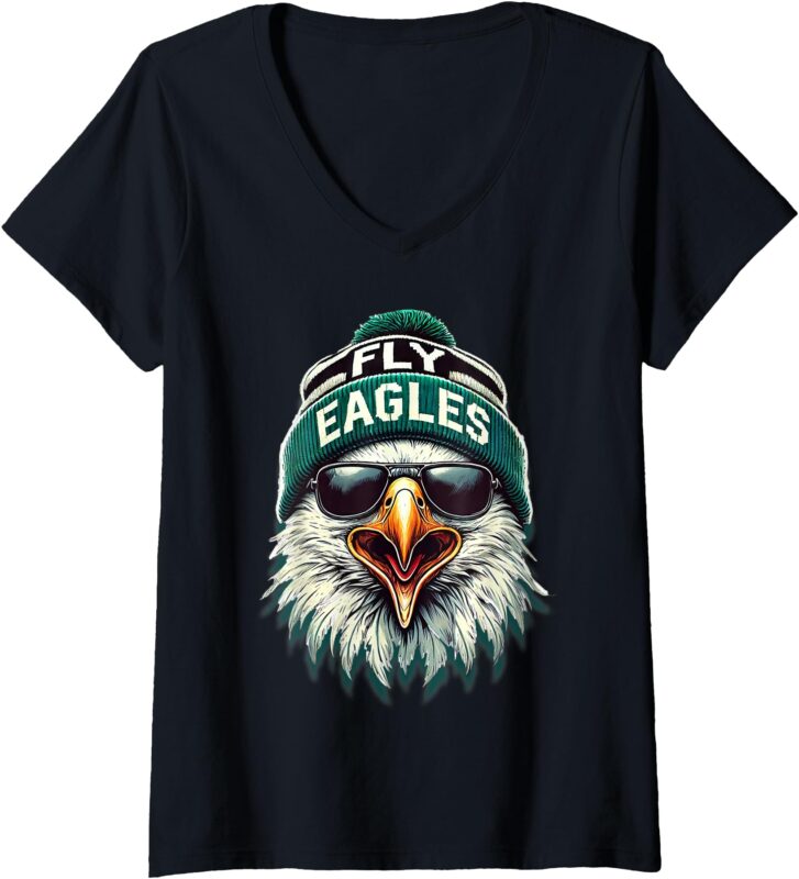 Womens Funny Eagle Cool V-Neck T-Shirt