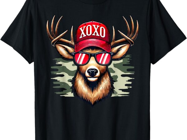 Xoxo valentine buck with sunglasses hunting valentine’s day t-shirt