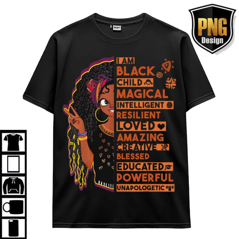 Black History Month American African Culture Pride Melanin Black Girl Juneteenth Design PNG Bundle 1