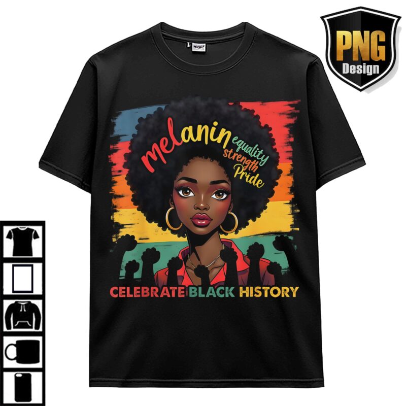 Melanin Black Girl Black History Month American African Culture Pride Juneteenth Design PNG Bundle 4