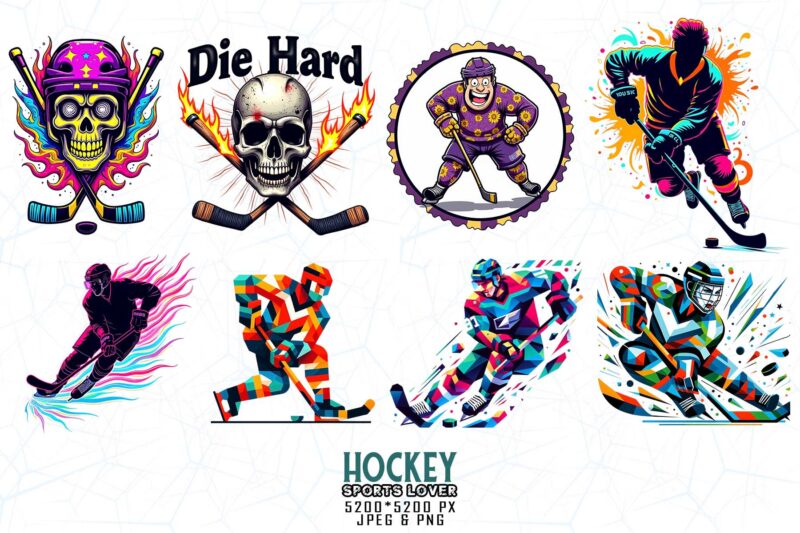 100 Trendy Retro Vintage Hockey Lover t-shirt design bundle