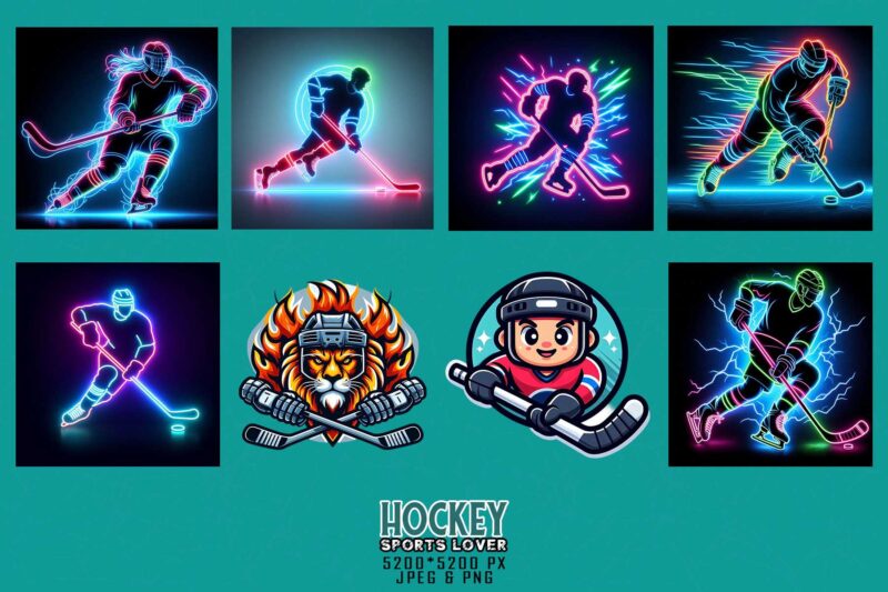 Vintage Sports Hockey t-shirt design bundle of 20 designs – download instantly