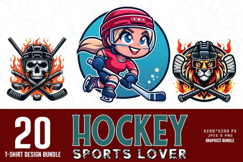 Popular Groovy Hockey Lover t-shirt design bundle of 20 designs – download instantly