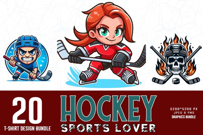Vintage Sports Hockey t-shirt design bundle of 20 designs – download instantly