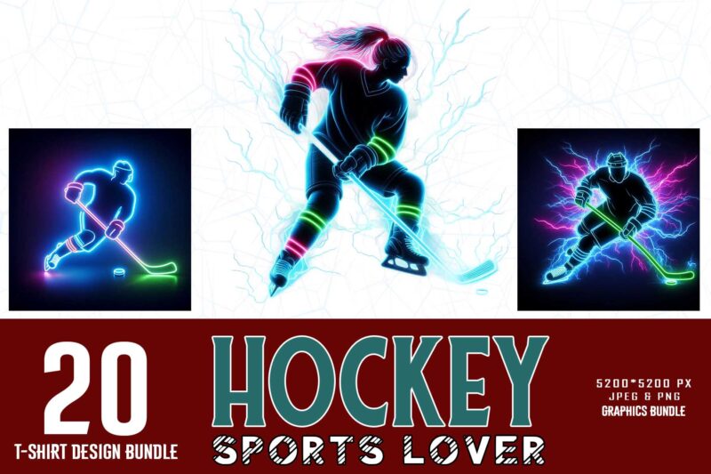 Vintage Sports Hockey t-shirt design bundle of 20 designs – download instantly