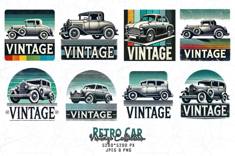20 Trendy Retro Vintage Car Lover t-shirt design bundle