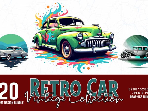 Retro vintage car t-shirt design bundle